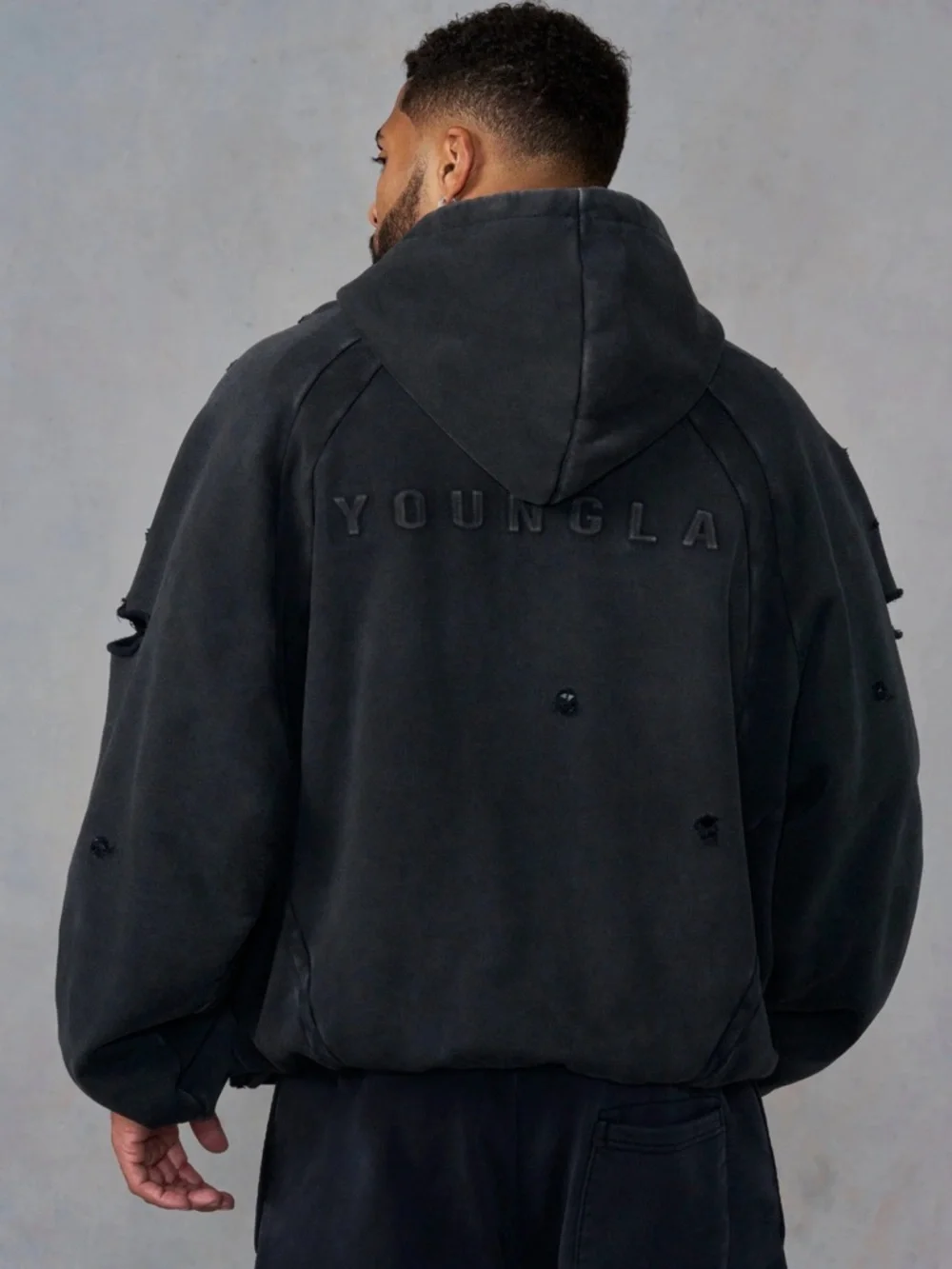 YoungLA Batman Street Hoodie -  Black Wash XL - Picture 2 of 4